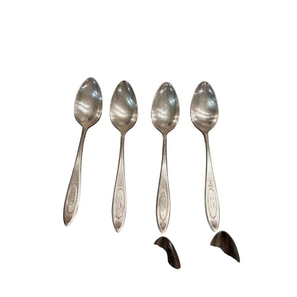 Set of (12) Community Plate (Oneida) ADAM 1917 Silverplate Teaspoons Monogrammed